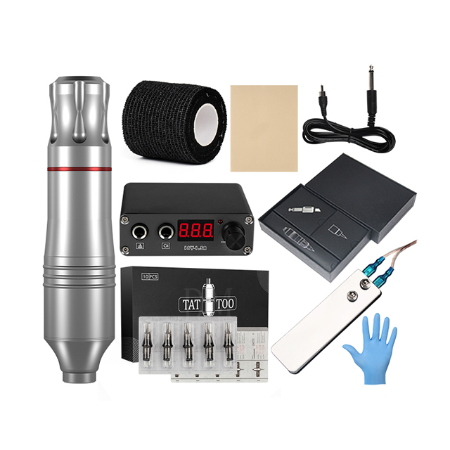 Complete Tattoo Kit LCD Power Supply Cartridge Needles Set Permanent Makeup Tattoo Machine Kit For Starter Tattoo Artists