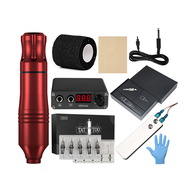 Complete Tattoo Kit LCD Power Supply Cartridge Needles Set Permanent Makeup Tattoo Machine Kit For Starter Tattoo Artists