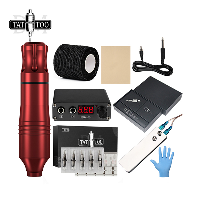 Complete Tattoo Kit LCD Power Supply Cartridge Needles Set Permanent Makeup Tattoo Machine Kit For Starter Tattoo Artists