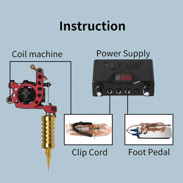 Complete Tattoo Kit Coil Tattoo Machine Set Tattoo Power Supply Needles Professional Tattoo Machine Kit For Beginner Starter