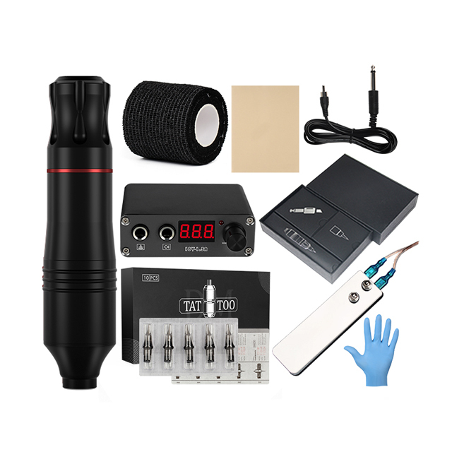 Complete Tattoo Kit LCD Power Supply Cartridge Needles Set Permanent Makeup Tattoo Machine Kit For Starter Tattoo Artists