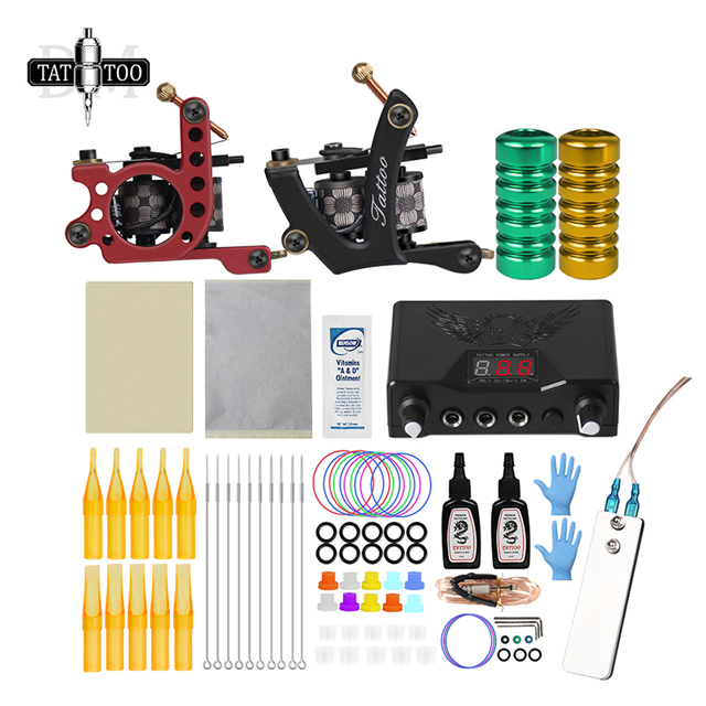 Complete Tattoo Kit Coil Tattoo Machine Set Tattoo Power Supply Needles Professional Tattoo Machine Kit For Beginner Starter