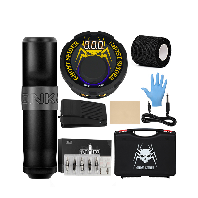 Professional Tattoo Kit Rotary Machine LCD Power Supply Foot Pedal Cartridge Needles Complete Tattoo Set For Starter