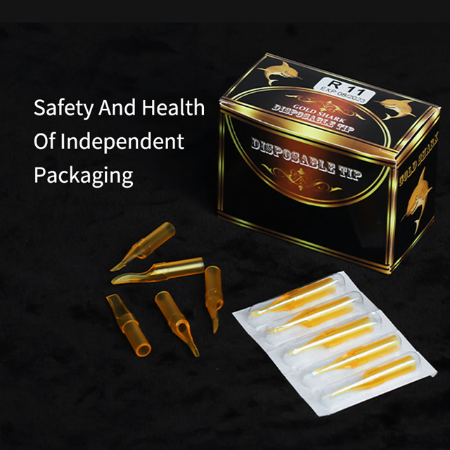 50pcs Disposable Tattoo Tips Round Magnum Yellow Sterilized Tattoo Tubes Tip For Tattoo Needle