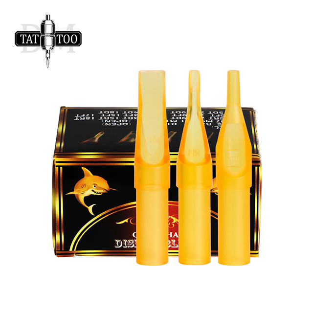 50pcs Disposable Tattoo Tips Round Magnum Yellow Sterilized Tattoo Tubes Tip For Tattoo Needle