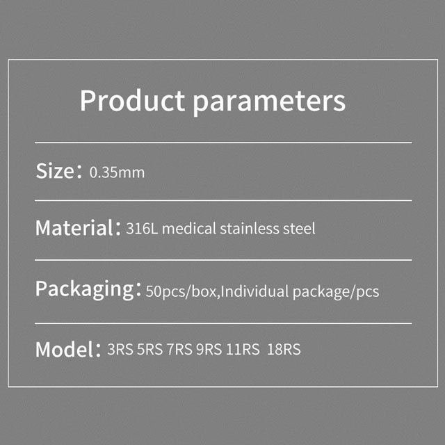 50pcs Round Shader Tattoo Needles Sterilize 3RS 5RS 7RS 9RS 11RS 13RS 14RS 15RS 18RS 0.35MM Disposable Tattoo Needle Tattoo Supplies