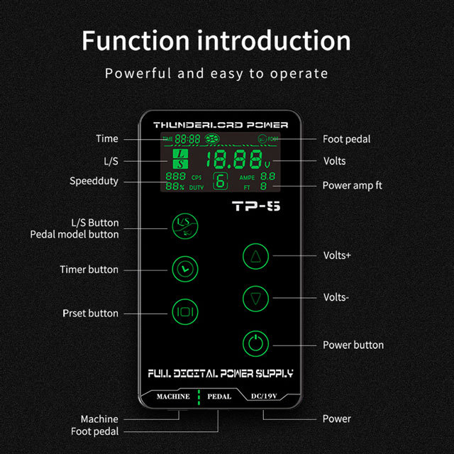 TP-5 Tattoo Power Supply Digital LCD Tattoo Supplies Touch Screen Tattoo Power Supplies For Tattoo Machine