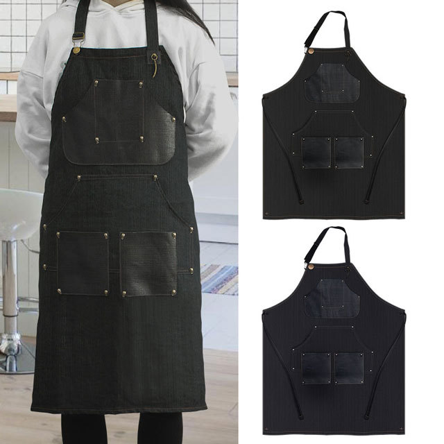 Handmade Adjustable Tattoo Apron High Quality Denim Jean Tattoo Working Apron With Neck Straps Tools Pockets