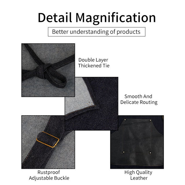 Handmade Adjustable Tattoo Apron High Quality Denim Jean Tattoo Working Apron With Neck Straps Tools Pockets