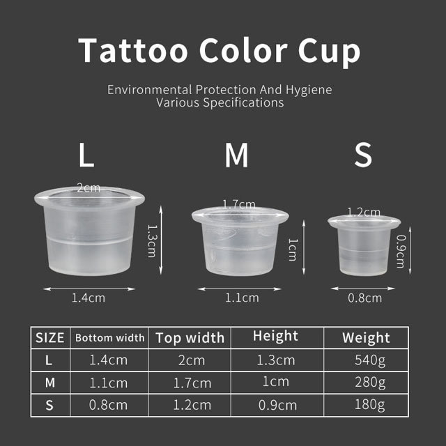 1000pcs Tattoo Ink Cups Professional Tattoo Supplies Plastic Transparent Pigment Cups