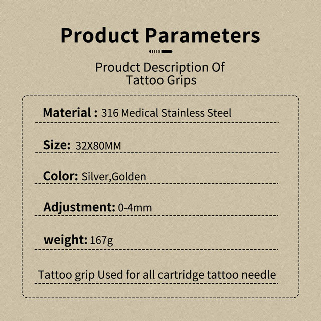 Professional Tattoo Grips Professional 32MM Aluminum Alloy Adjustable Cartridge Tattoo Needle Grips With Needles Bar Supply
