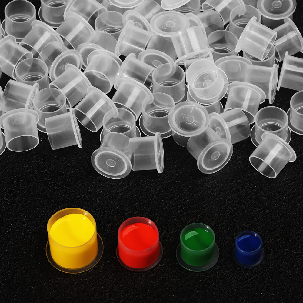 1000pcs/bag Transparent Plastic Tattoo Ink Cups  Holder Tattoo Supplies Pigment Caps