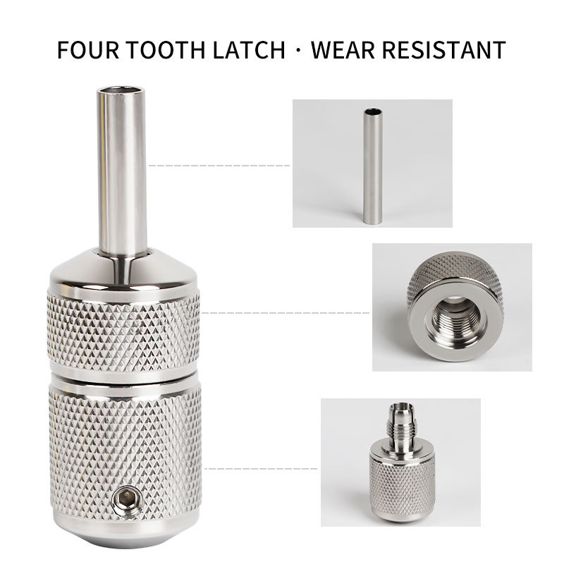 Newest Silver Non Slip Tattoo Grip Self-lock Stainless Steel Tattoo Handle Tattoo Supplies