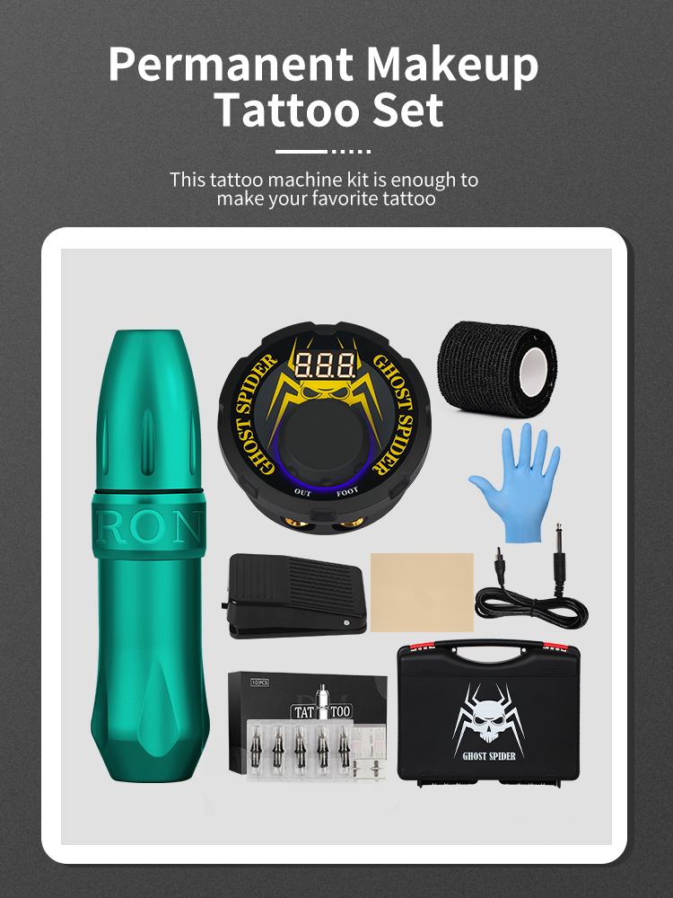 Tattoo Pen Kit  Professional DM tattoo needles LCD power foot Pedal  tattoo machine kit