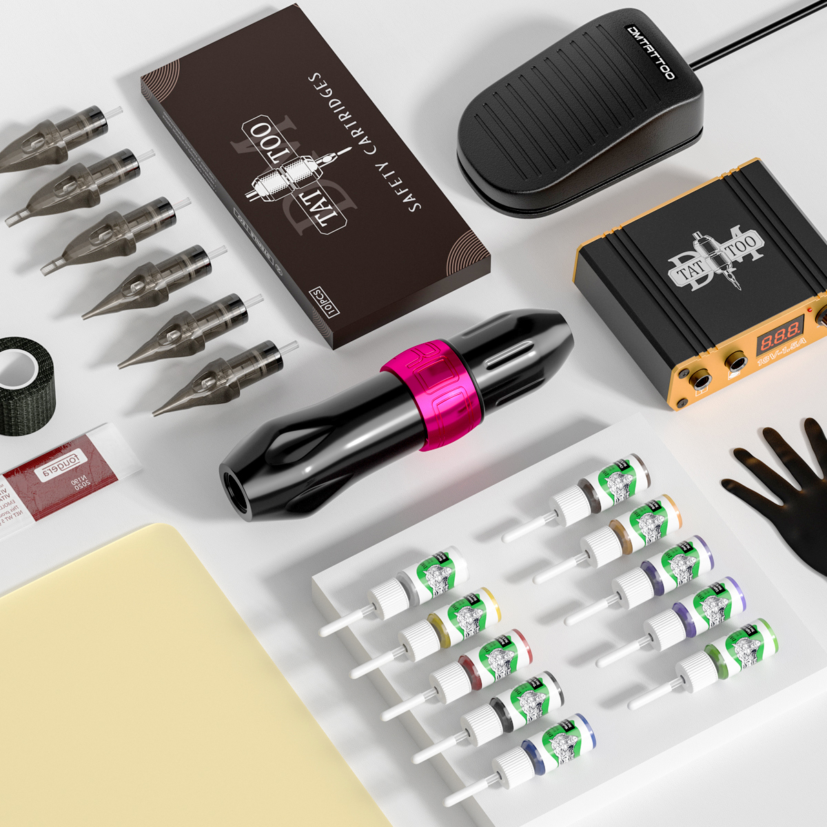 Rotary tattoo machine kits Cartridge Needles foot Pedal Complete Tattoo Set For Starter