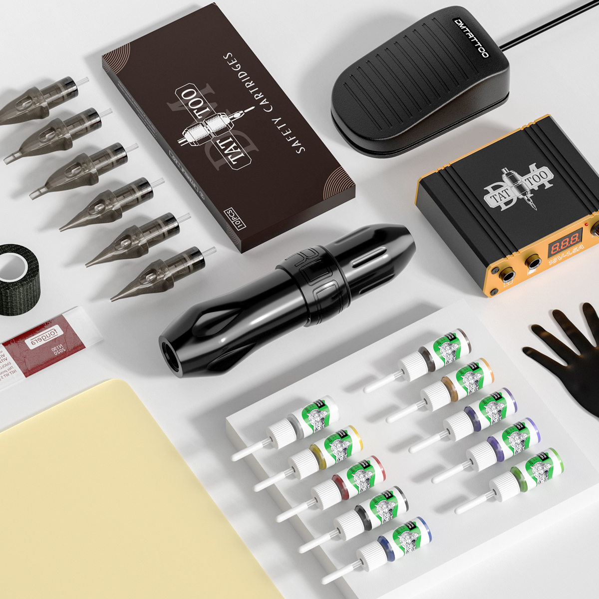 Rotary tattoo machine kits Cartridge Needles foot Pedal Complete Tattoo Set For Starter