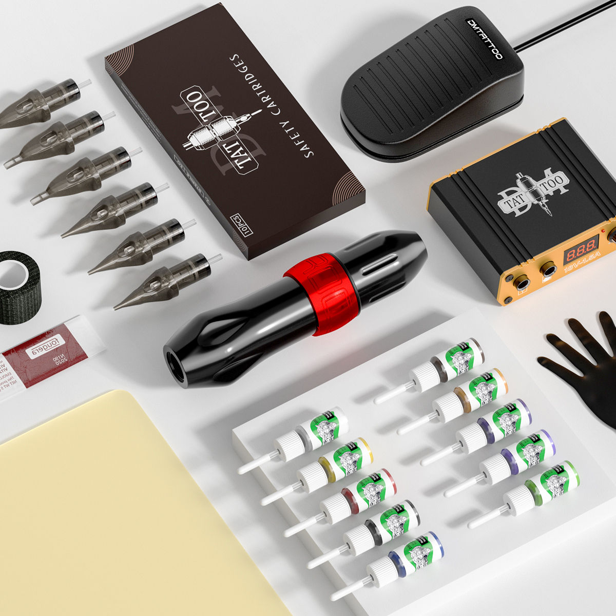 Rotary tattoo machine kits Cartridge Needles foot Pedal Complete Tattoo Set For Starter