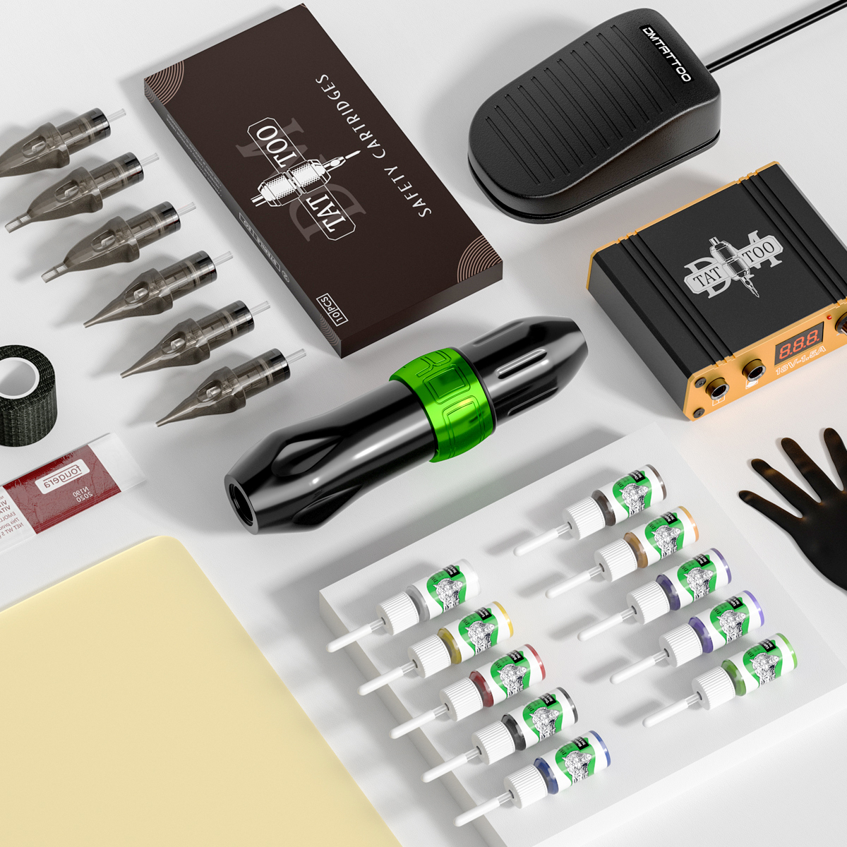 Rotary tattoo machine kits Cartridge Needles foot Pedal Complete Tattoo Set For Starter