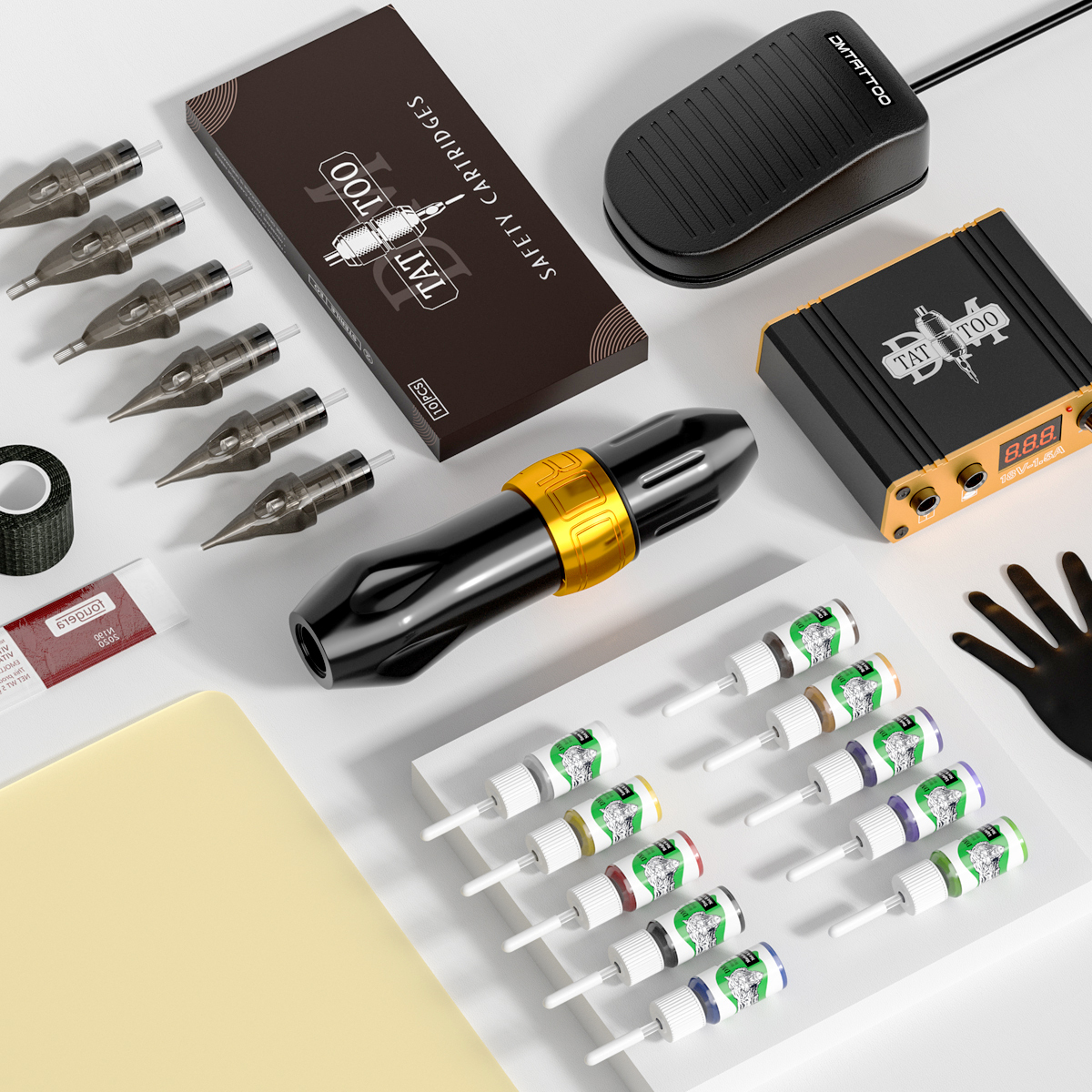 Rotary tattoo machine kits Cartridge Needles foot Pedal Complete Tattoo Set For Starter