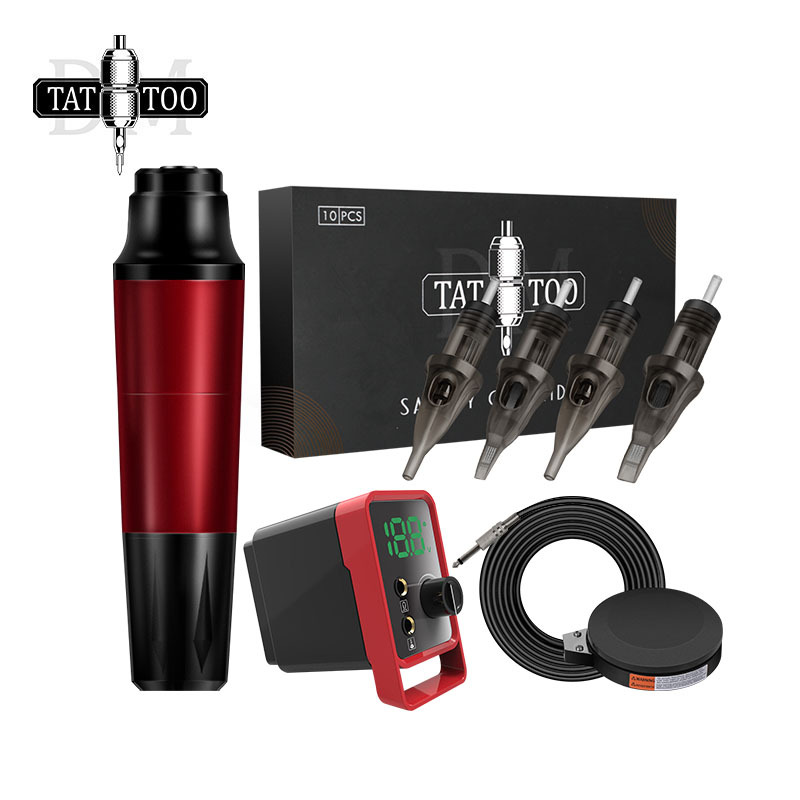 Professional Crown Tattoo Pen Kit Cartridge Needle Power Supply Foot Switch tattoo set for beginner