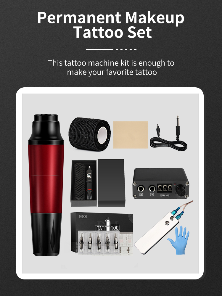 Professional Crown Tattoo Pen Kit Permanent makeup Cartridge needle tattoo set