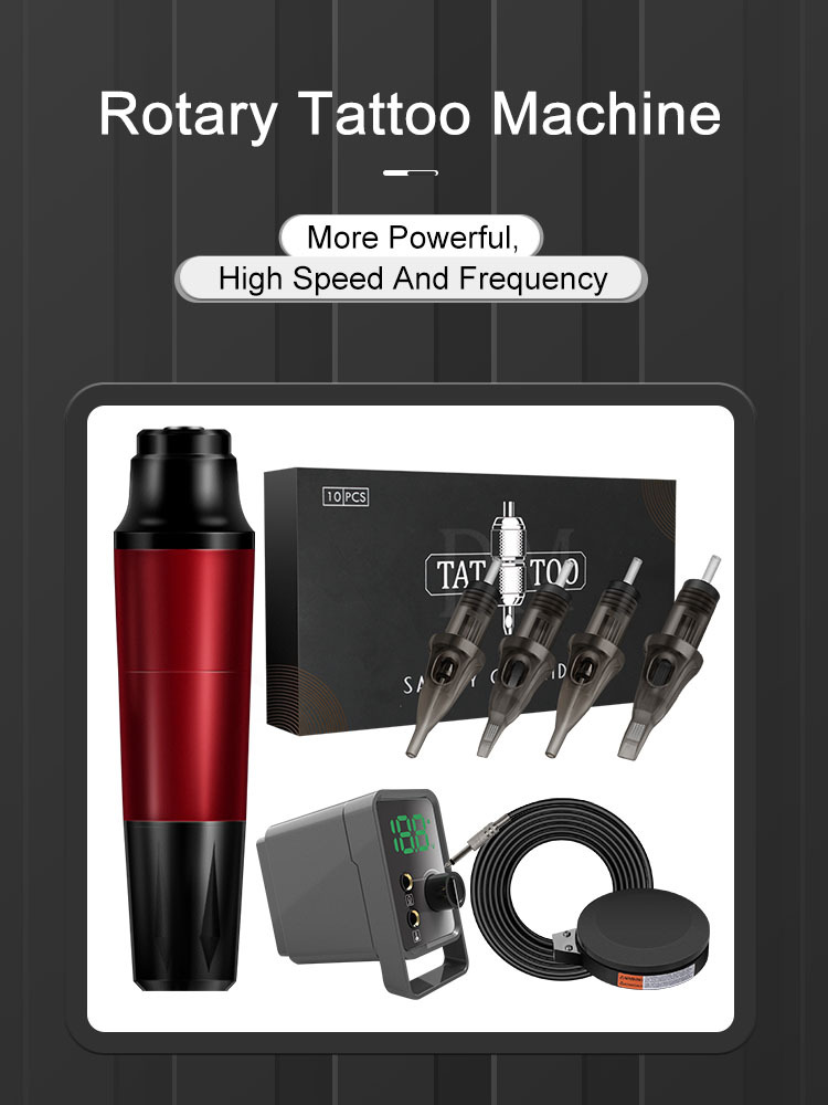 Professional Crown Tattoo Pen Kit Cartridge Needle Power Supply Foot Switch tattoo set for beginner