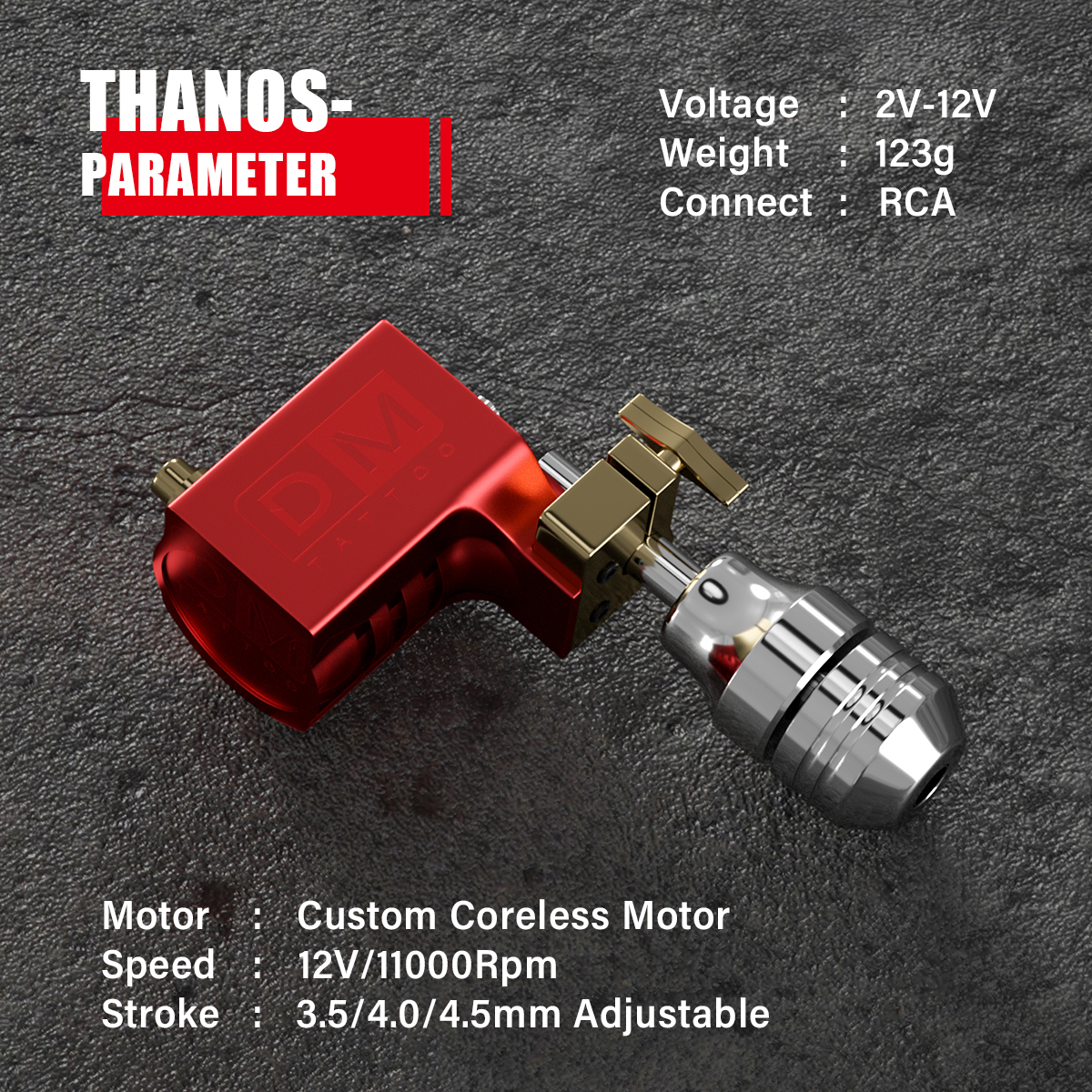Professional Aircraft aluminum alloy DM Thanos Rotary Tattoo Machine for tattoo art
