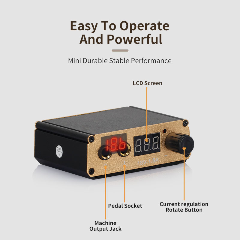 Mini portable aluminum alloy Tattoo Power Supply with LCD Screen for tattoo machines