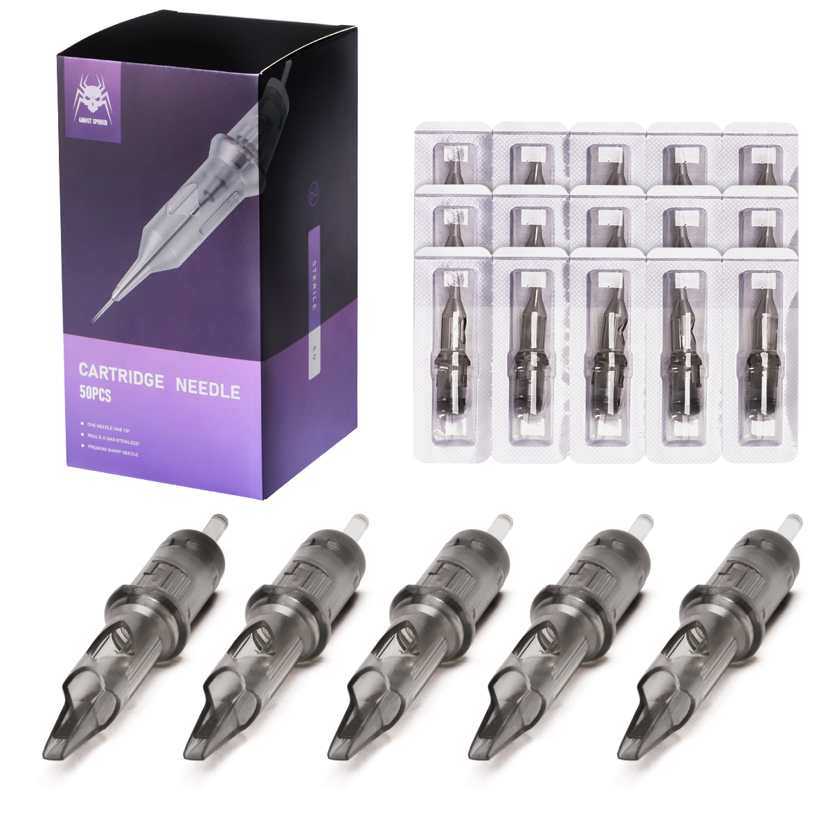 50Pcs GHOST SPIDER Standard Cartridge tattoo needles RL/RM/RS/M1 Disposable tattoo needle