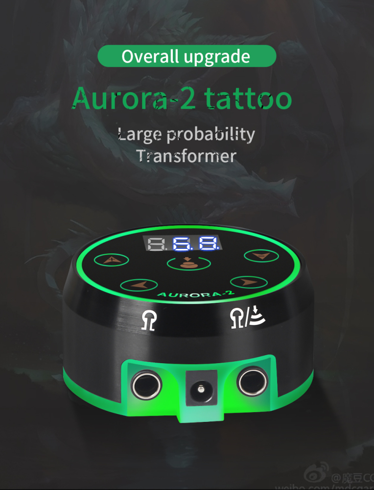 AURORA-2 Tattoo Power Supply with LED Display Touch Control for Tattoo Rotary Machines Gun