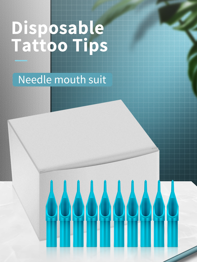 50Pcs Mixed Sterile  Disposable Tattoo Tips FT RT DT Blue  Plastic Tattoo Nozzle Tips Set Accessories