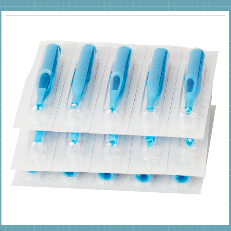 50Pcs Mixed Sterile  Disposable Tattoo Tips FT RT DT Blue  Plastic Tattoo Nozzle Tips Set Accessories