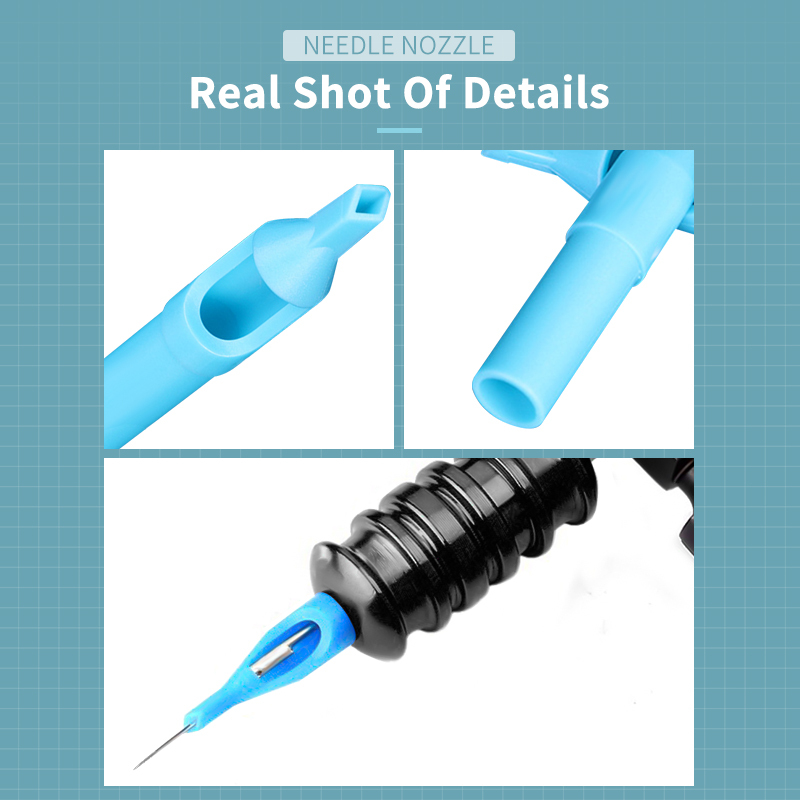 50Pcs Mixed Sterile  Disposable Tattoo Tips FT RT DT Blue  Plastic Tattoo Nozzle Tips Set Accessories