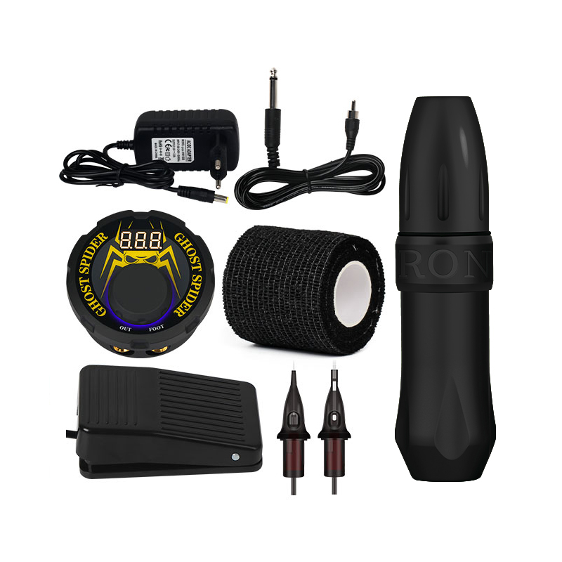 Rotary  Tattoo Pen Kit LCD Power Foot Pedal Tattoo Machine set