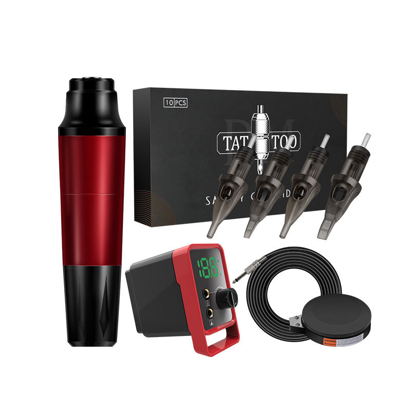 Professional Crown Tattoo Pen Kit Cartridge Needle Power Supply Foot Switch tattoo set for beginner