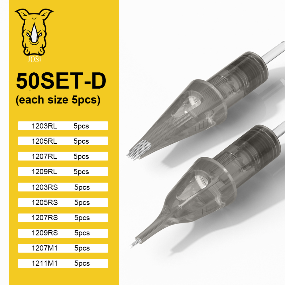 50Pcs RHINO Cartridge Tattoo Needles 0.35mm/0.3mm Mixed Disposable Safe Sterile Tattoo Needle