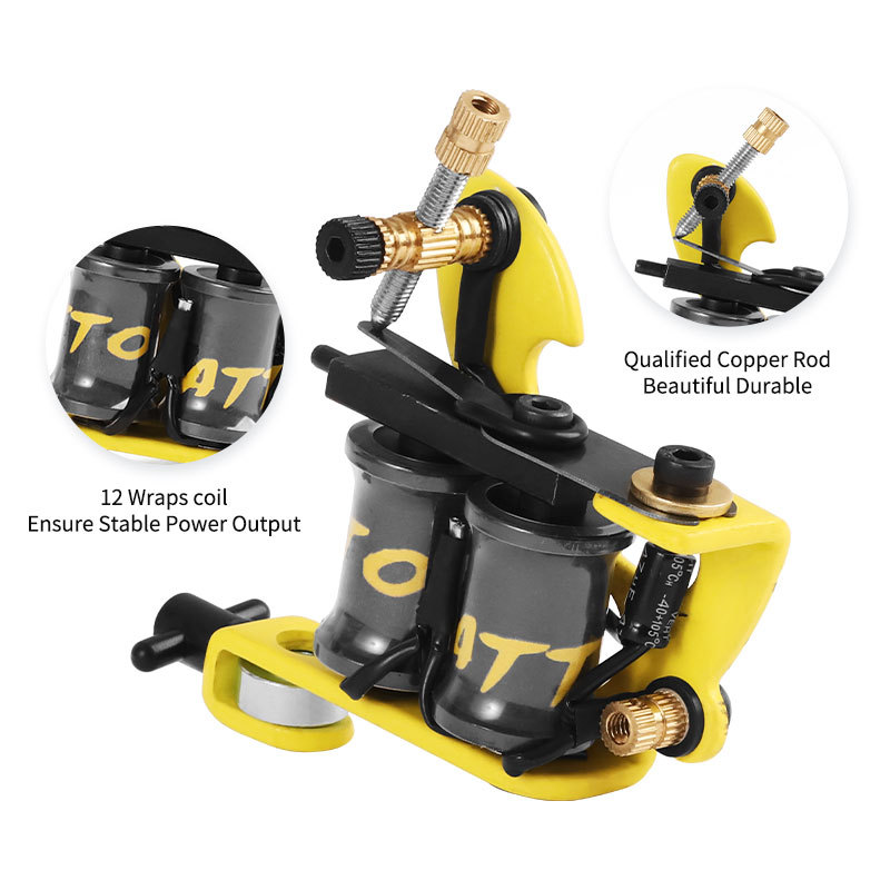 Professional Wire Cut Coil 8 Wrap Tattoo Machine Liners and Shaders Yellow Color Iron Tattoo Supplies