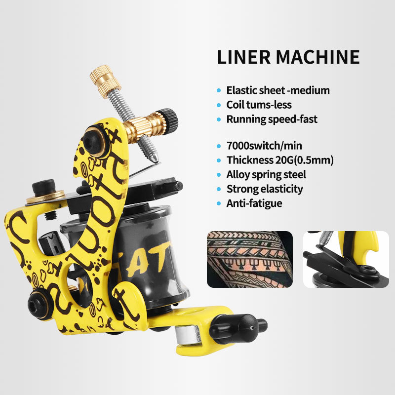 Professional Wire Cut Coil 8 Wrap Tattoo Machine Liners and Shaders Yellow Color Iron Tattoo Supplies