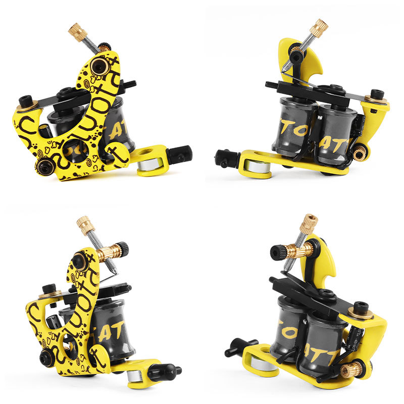 Professional Wire Cut Coil 8 Wrap Tattoo Machine Liners and Shaders Yellow Color Iron Tattoo Supplies