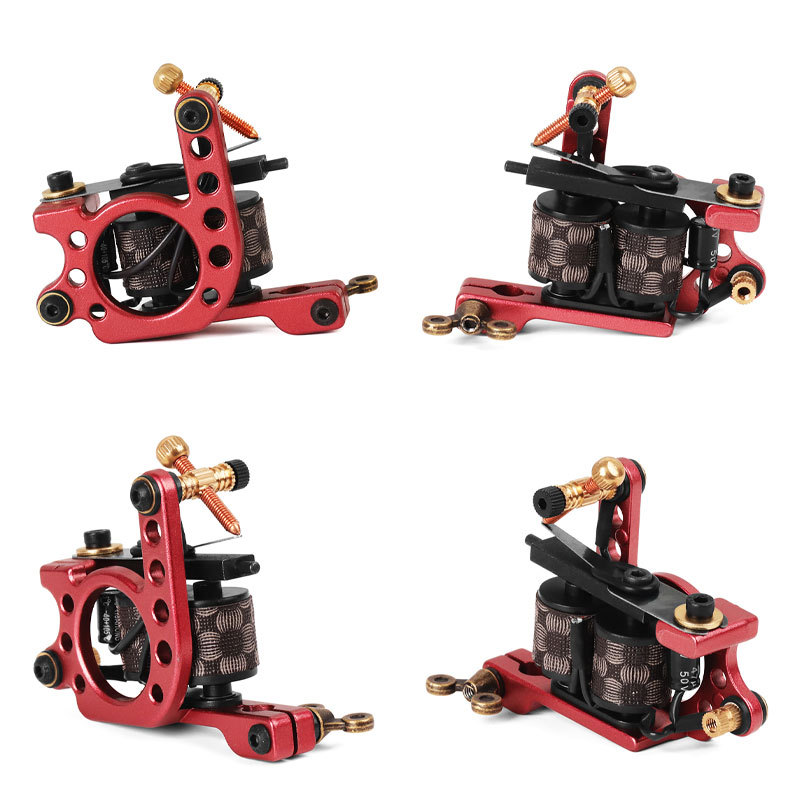 Professional Wire Cut Coil 10 Wraps Tattoo Machine Gun Liners and Shaders Red Color Handmade Casting Tattoo Supplies
