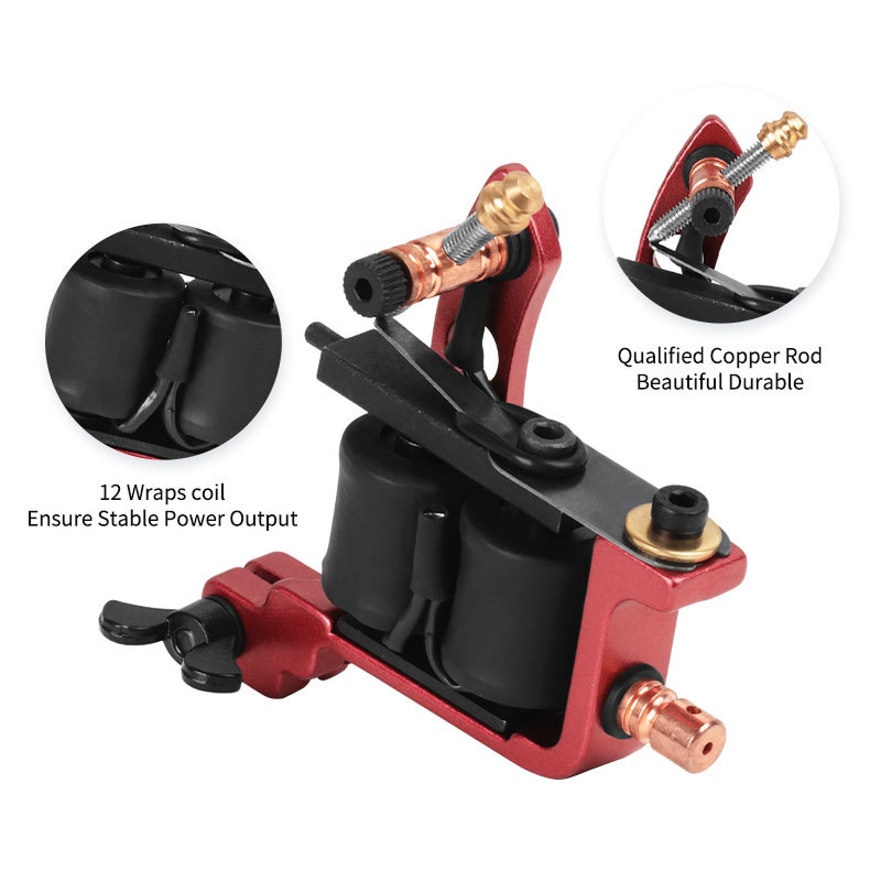 Professional Wire Cut Coil 10 Wraps Tattoo Machine Gun Liners and Shaders Red Color Handmade Casting Tattoo Supplies