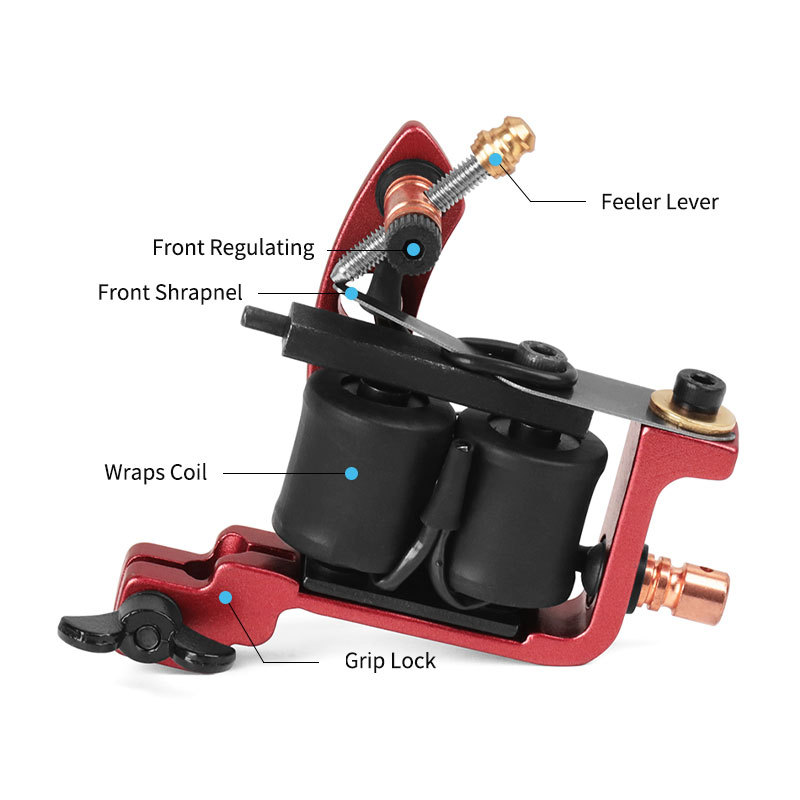 Professional Wire Cut Coil 10 Wraps Tattoo Machine Gun Liners and Shaders Red Color Handmade Casting Tattoo Supplies