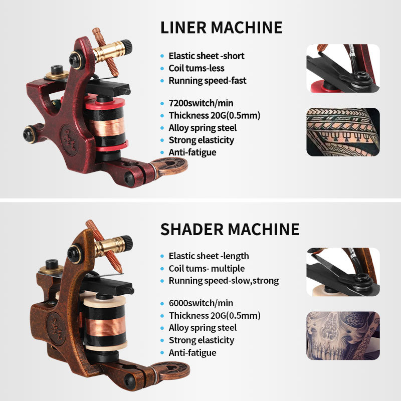 Top Professional Wire Cut Coil 10 Wraps Tattoo Machine Gun Liners and Shaders Handmade Casting Tattoo Supplies