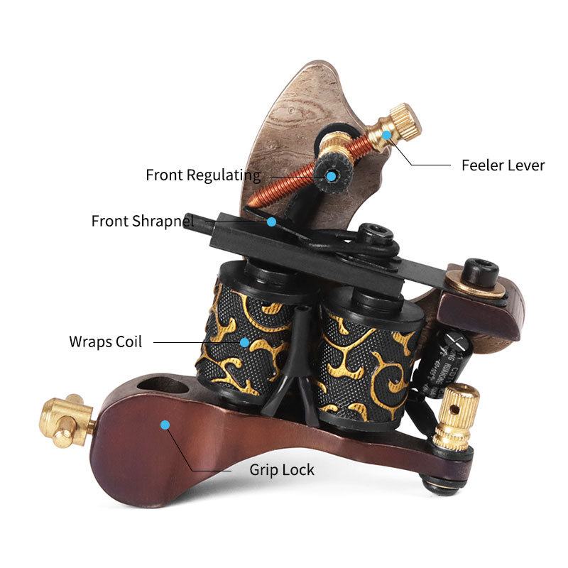 New Design Damascus Coil Tattoo Machine Handmade Casting 12 Wrap Coils Tattoo Guns Supply