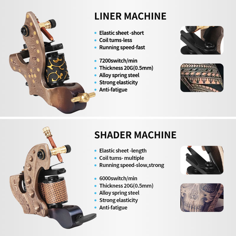 New Design Damascus Coil Tattoo Machine Handmade Casting 12 Wrap Coils Tattoo Guns Supply