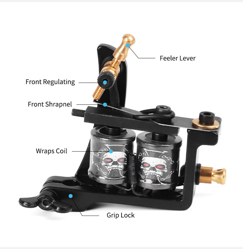 10 Wrap Coil Machine Liner and Shader Tattoo Machine Gun for Permanent Makeup
