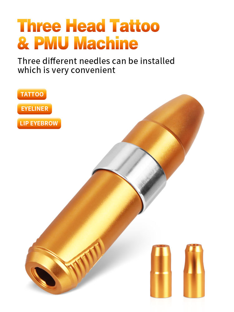 Professional PMU Tattoo Machine Set RCA Interface Thre Heads Eyebrow Eyeliner Lip Rotary Cartridge Tattoo Pen