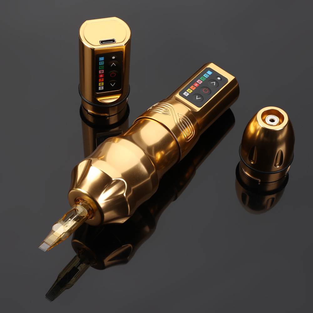 EXO Wireless Tattoo Machine Pen Set  Coreless Motor Strong Quiet Fast Charging 1800mA/h Battery Tattoo Gun