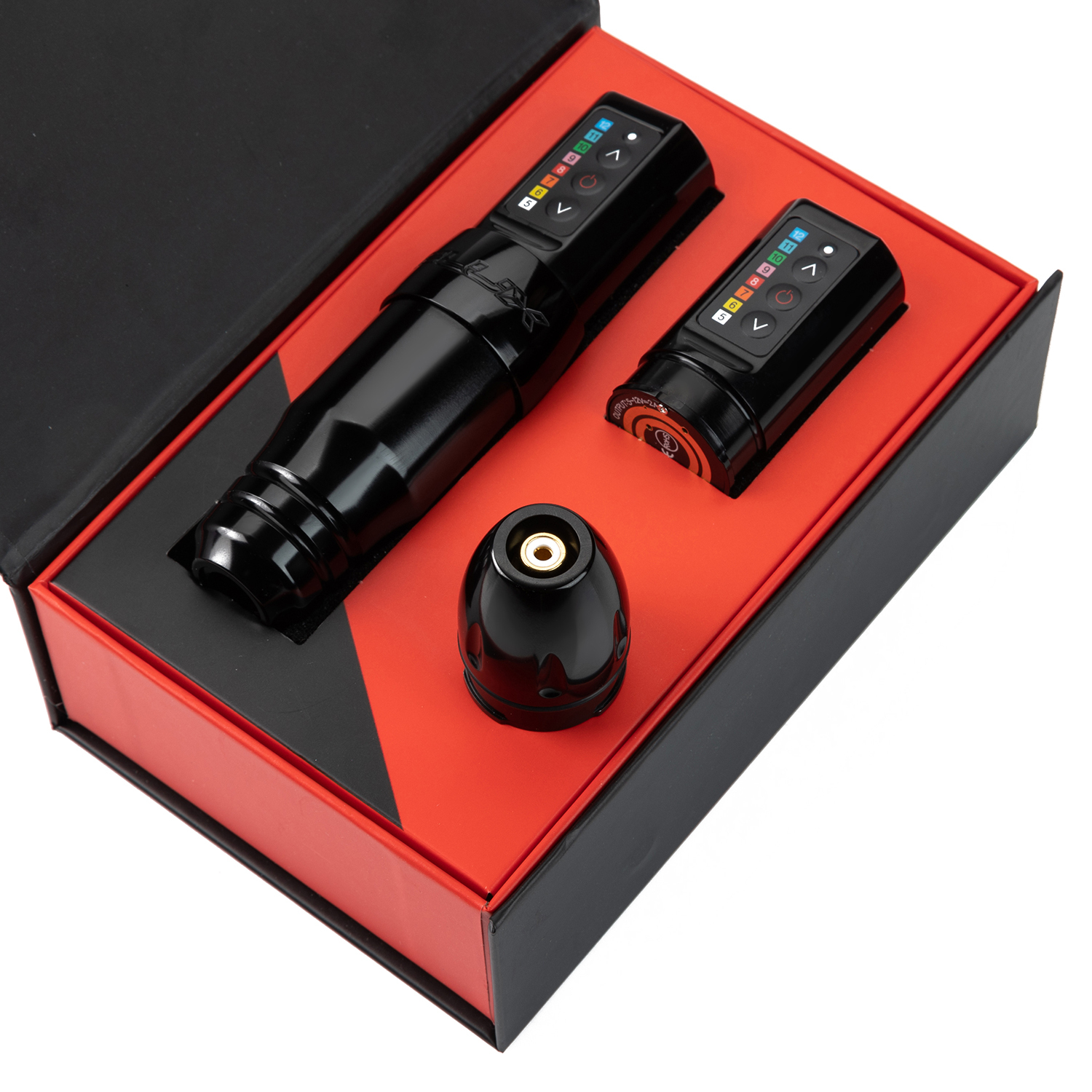 Flux S Wireless Tattoo Machine Kit Coreless Motor 1800mAh Battery Power SMP PMU RotaryTattoo Pen Set with 28MM Grip