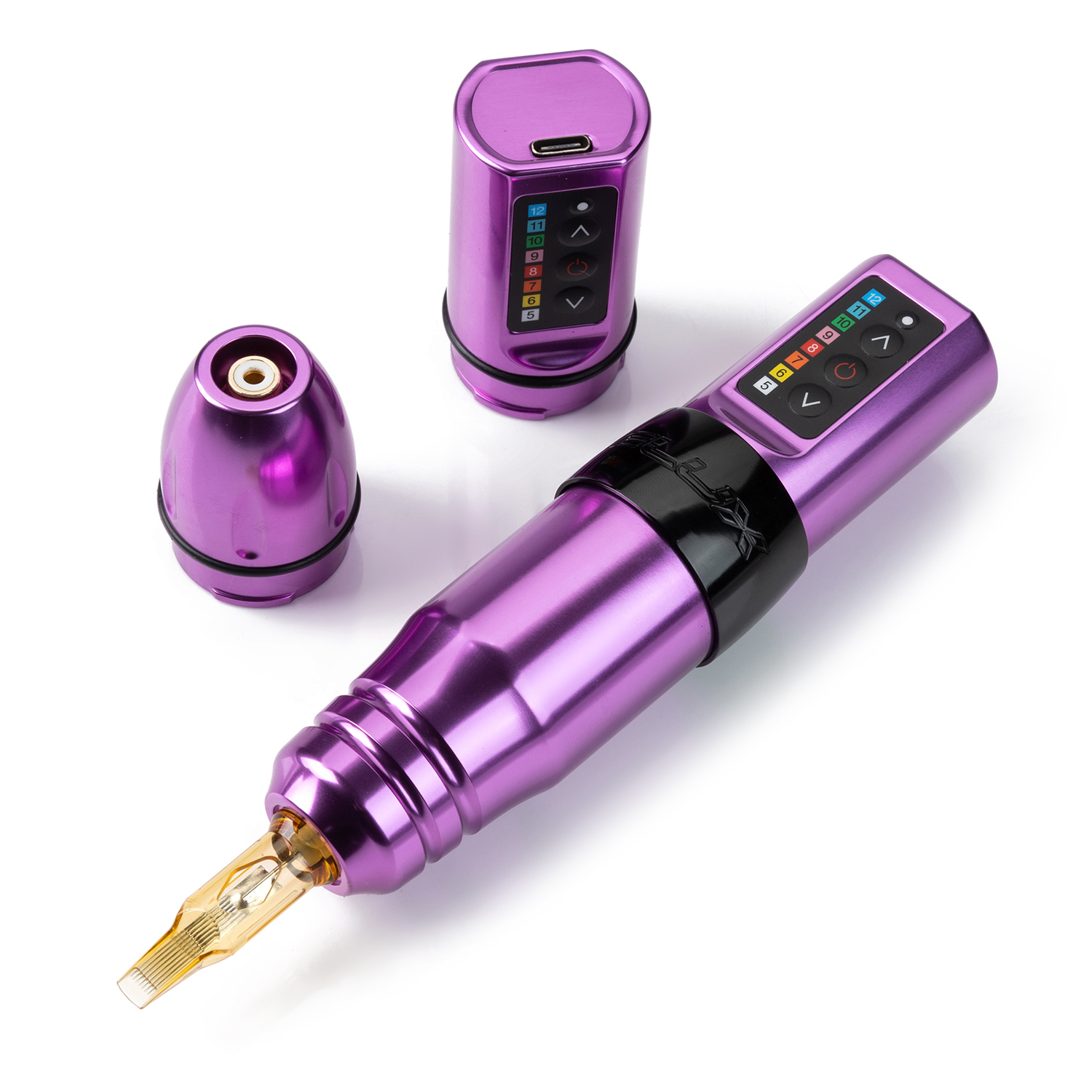 Flux S Wireless Tattoo Machine Kit Coreless Motor 1800mAh Battery Power SMP PMU RotaryTattoo Pen Set with 28MM Grip